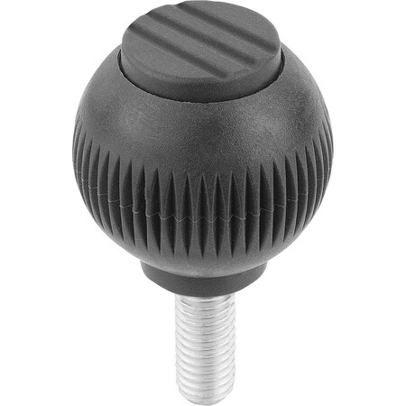 Kipp Spherical Knob Size:2, D1=32 D=M08X20 Biopolymer, Black Ral7021 K0253.1020890X20